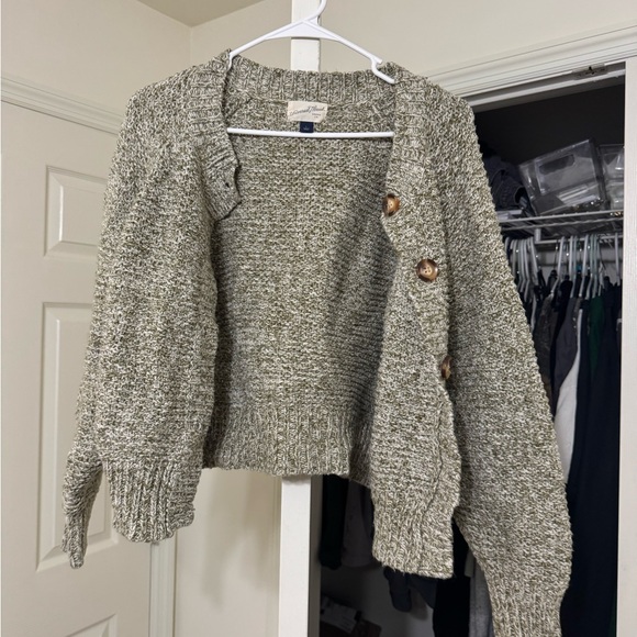 Universal Thread Sweaters - Cozy Chunky Knit Olive-Grey Button Cardigan Sweater